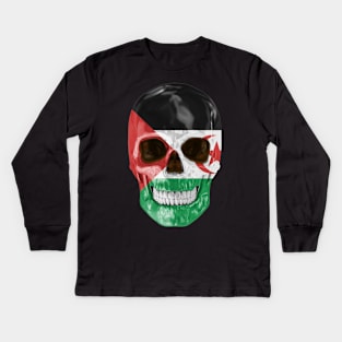 Western Sahara Flag Skull - Gift for Western Saharan With Roots From Western Sahara Kids Long Sleeve T-Shirt